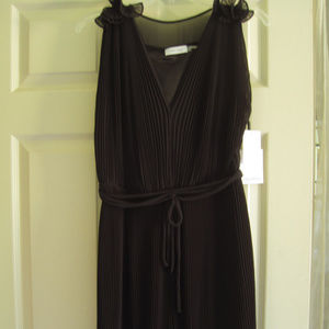 CALVIN KLEIN BLACK SCALLOPED CHIFFON DRESS